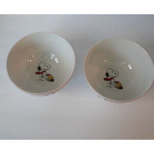 NEW Set of 2 Peanuts 6.9" Bowls Snoopy Woodstock Christmas Tree Gibson